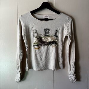 Buffalo David Bitton Cream Graphic Long Sleeve Tee